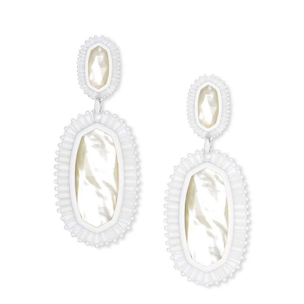 KENDRA SCOTT Kaki Earrings in Ivory Mother of Pearl, Matte White